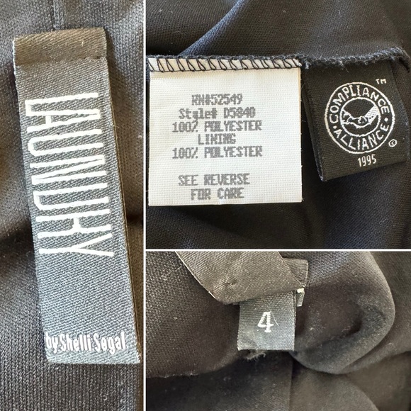 Vintage 90s Laundry Black Mesh Embroidered Beaded Floral Slip Bodycon Dress sz 4 - Picture 11 of 11